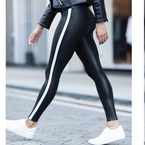 Spanx Side Stripe Faux Leather Legging - L